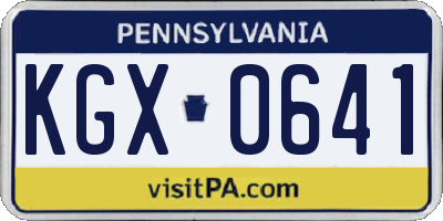 PA license plate KGX0641
