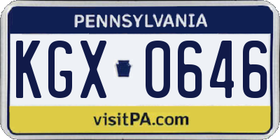 PA license plate KGX0646