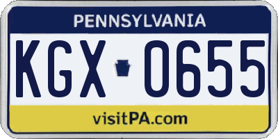 PA license plate KGX0655