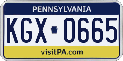 PA license plate KGX0665