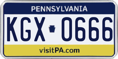PA license plate KGX0666