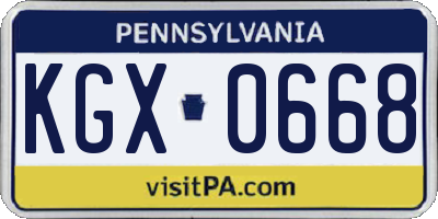 PA license plate KGX0668