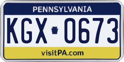 PA license plate KGX0673