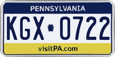 PA license plate KGX0722