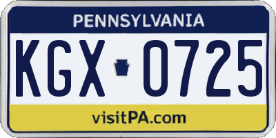 PA license plate KGX0725