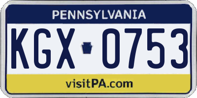 PA license plate KGX0753