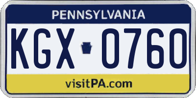 PA license plate KGX0760