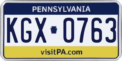 PA license plate KGX0763