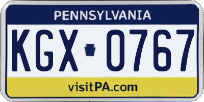 PA license plate KGX0767