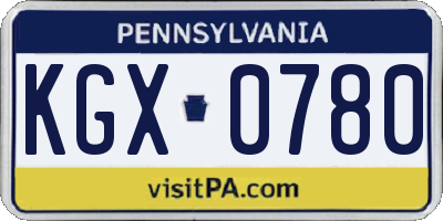 PA license plate KGX0780