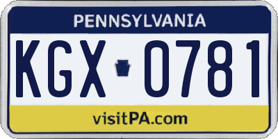 PA license plate KGX0781