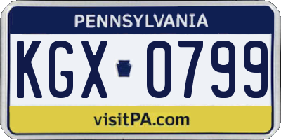 PA license plate KGX0799