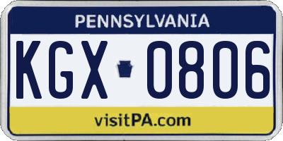 PA license plate KGX0806