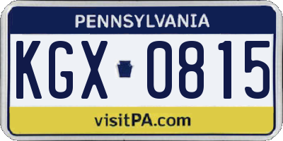 PA license plate KGX0815