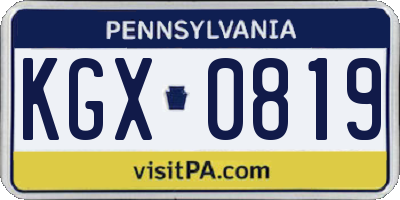 PA license plate KGX0819