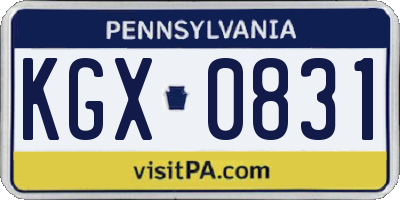 PA license plate KGX0831