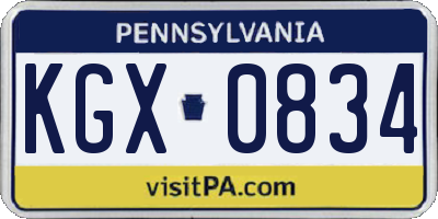 PA license plate KGX0834