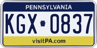 PA license plate KGX0837