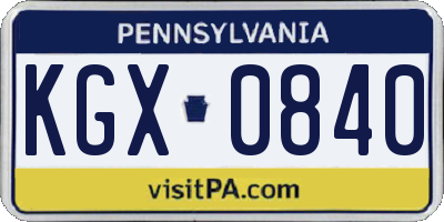 PA license plate KGX0840