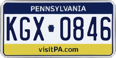 PA license plate KGX0846