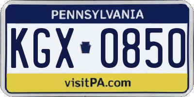 PA license plate KGX0850