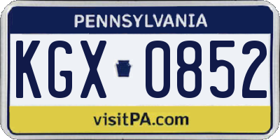 PA license plate KGX0852