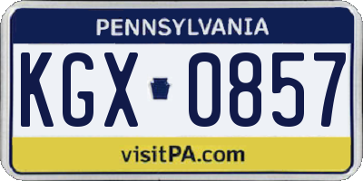 PA license plate KGX0857