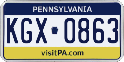 PA license plate KGX0863