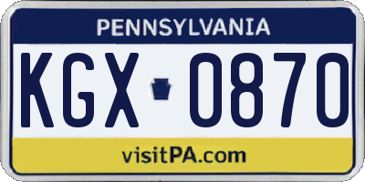 PA license plate KGX0870