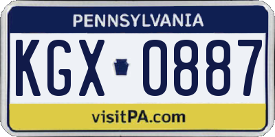 PA license plate KGX0887