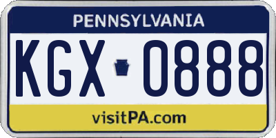 PA license plate KGX0888