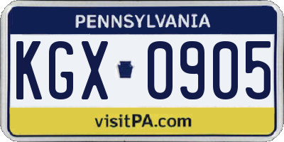 PA license plate KGX0905