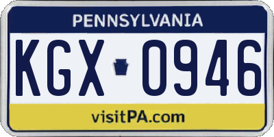 PA license plate KGX0946