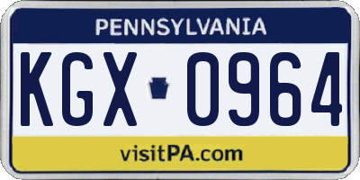 PA license plate KGX0964