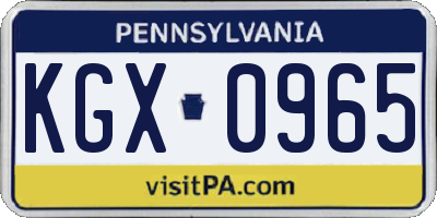 PA license plate KGX0965
