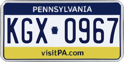 PA license plate KGX0967