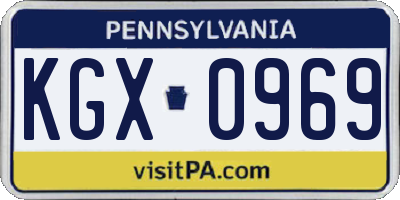 PA license plate KGX0969
