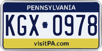 PA license plate KGX0978
