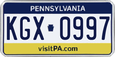 PA license plate KGX0997