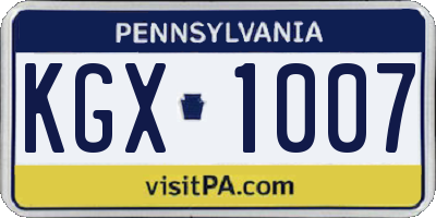 PA license plate KGX1007