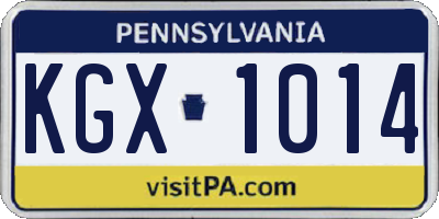 PA license plate KGX1014