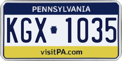 PA license plate KGX1035