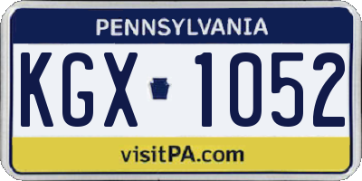 PA license plate KGX1052