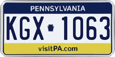 PA license plate KGX1063