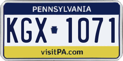 PA license plate KGX1071