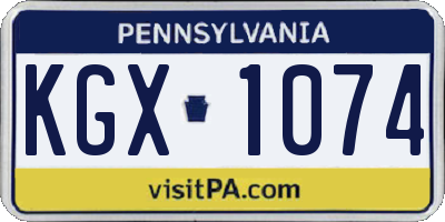PA license plate KGX1074
