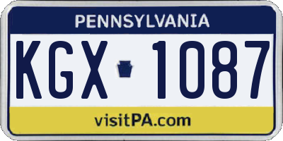 PA license plate KGX1087