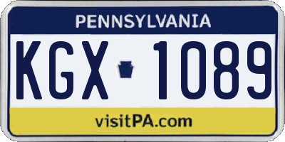 PA license plate KGX1089