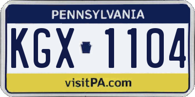 PA license plate KGX1104