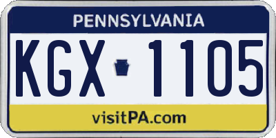 PA license plate KGX1105